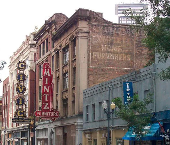 Civic Lofts and Mintz Furniture Historical Signs New Orleans